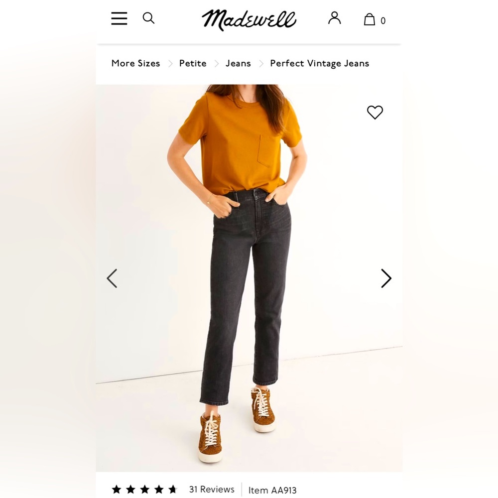 NWT Madewell perfect vintage crop jeans size 25P